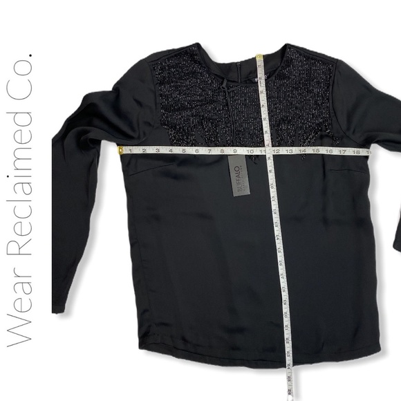 🆕 BUFFALO DAVID BITTON Beaded Black Formal Blouse - Picture 4 of 6